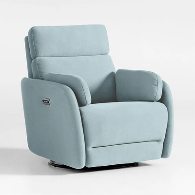 Owen Morning Surf Blue Nursery Electronic Power Recliner with Night Light