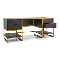 Oxford Black Executive Desk with Power Outlet