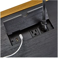 Oxford Black Executive Desk with Power Outlet