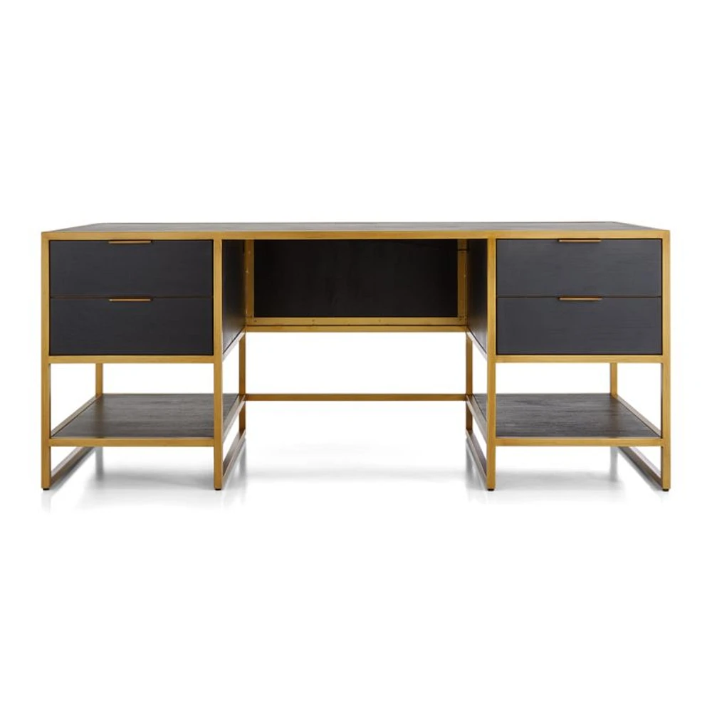 Oxford Black Executive Desk with Power Outlet