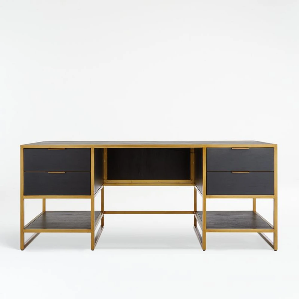 Oxford Black Executive Desk with Power Outlet