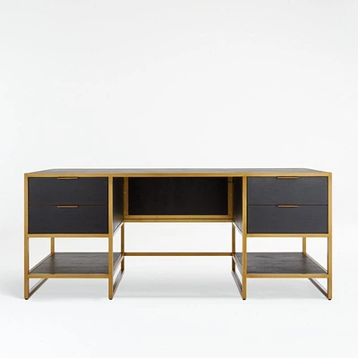 Oxford Black Executive Desk with Power Outlet