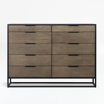 Oxford Weathered Brown Wood 10-Drawer Tall Dresser