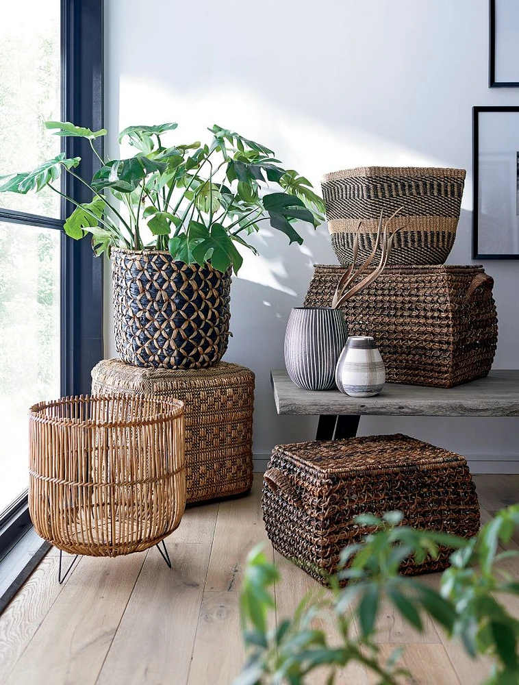 Zuzu Large Rectangular Handwoven Basket with Lid