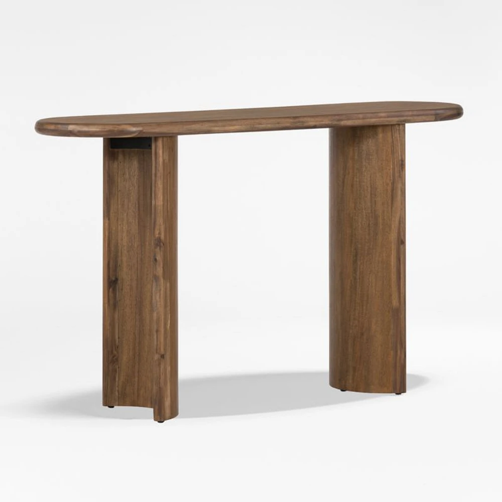 Panos 51" Oval Brown Acacia Wood Console Table