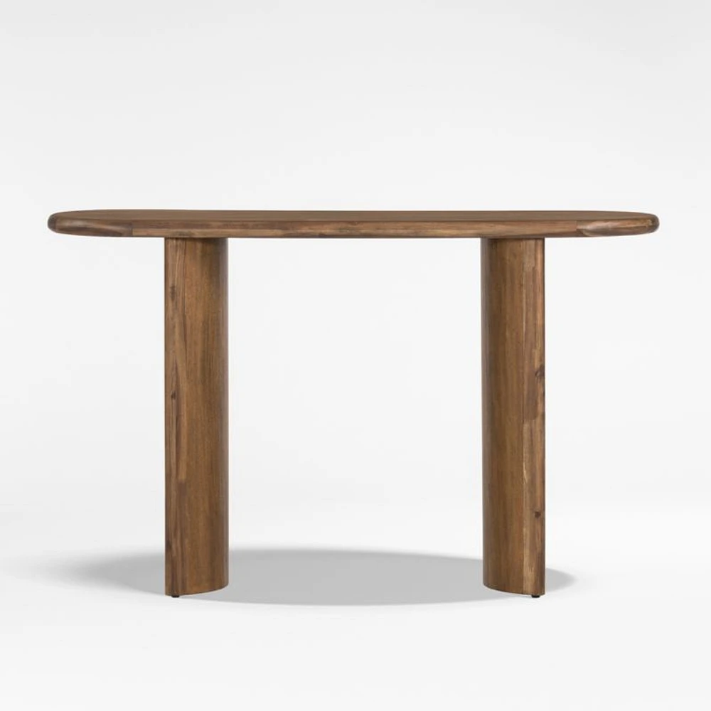 Panos 51" Oval Brown Acacia Wood Console Table