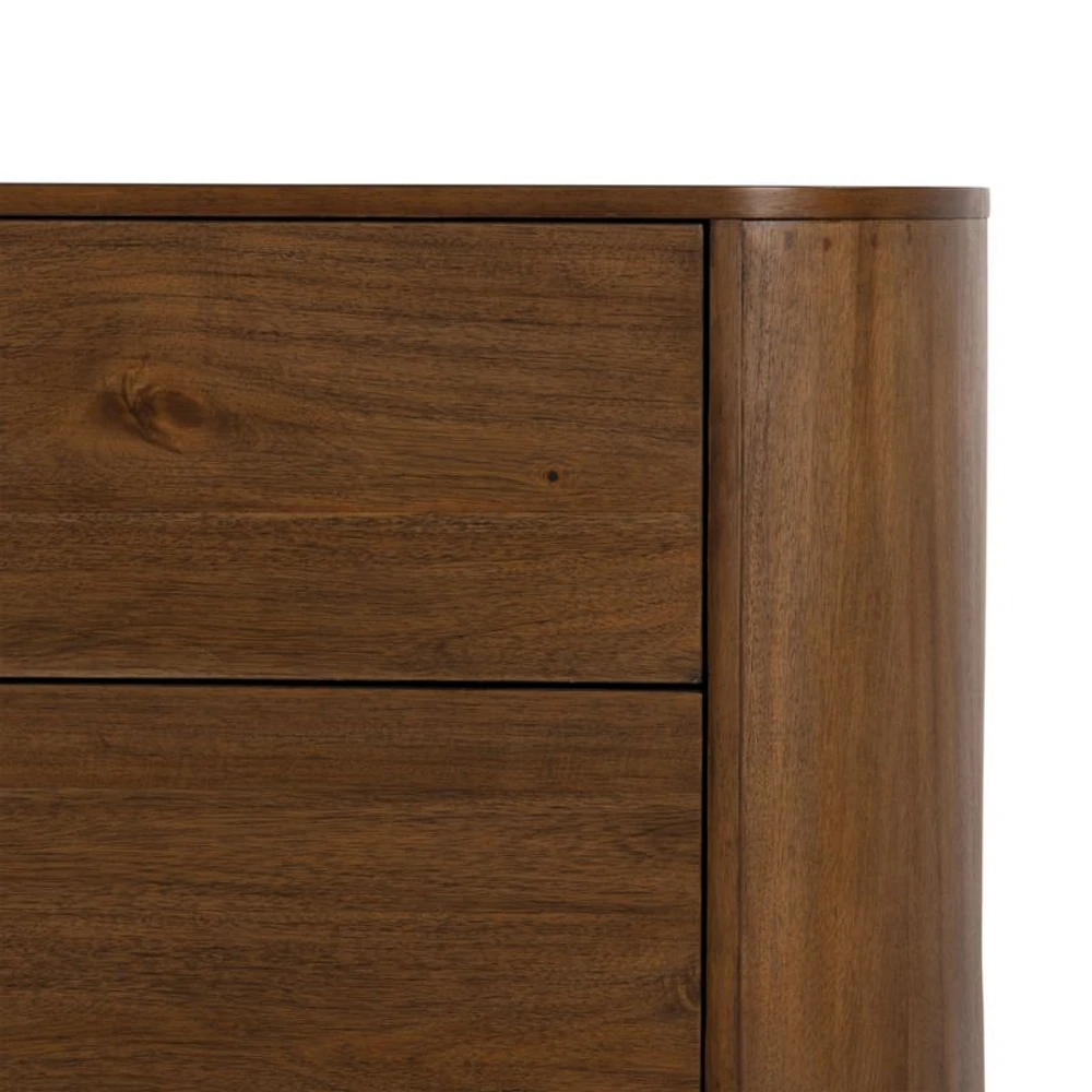 Panos Curved Acacia Wood Nightstand