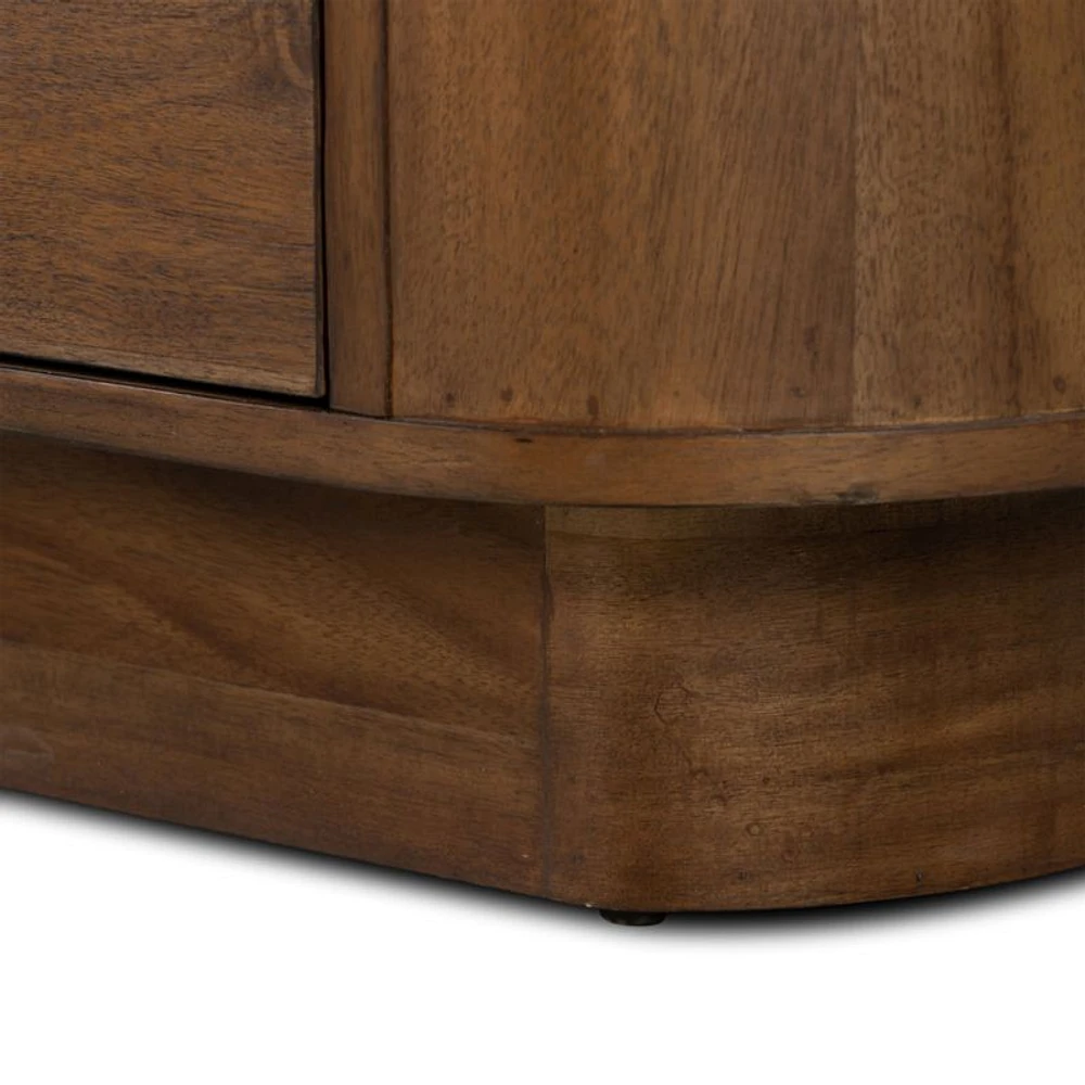 Panos Curved Acacia Wood Nightstand