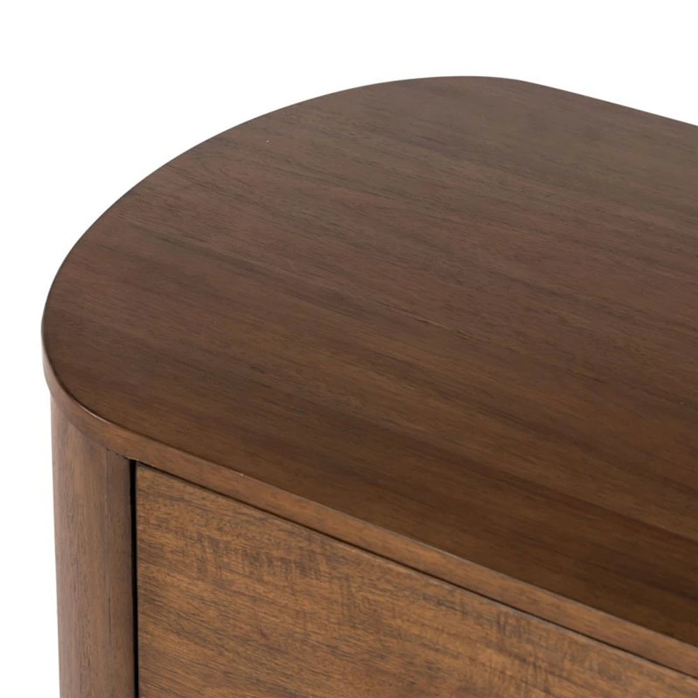 Panos Curved Acacia Wood Nightstand