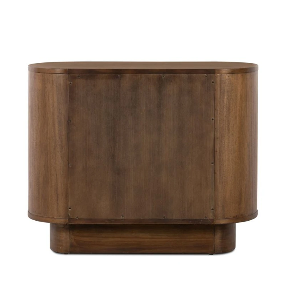 Panos Curved Acacia Wood Nightstand