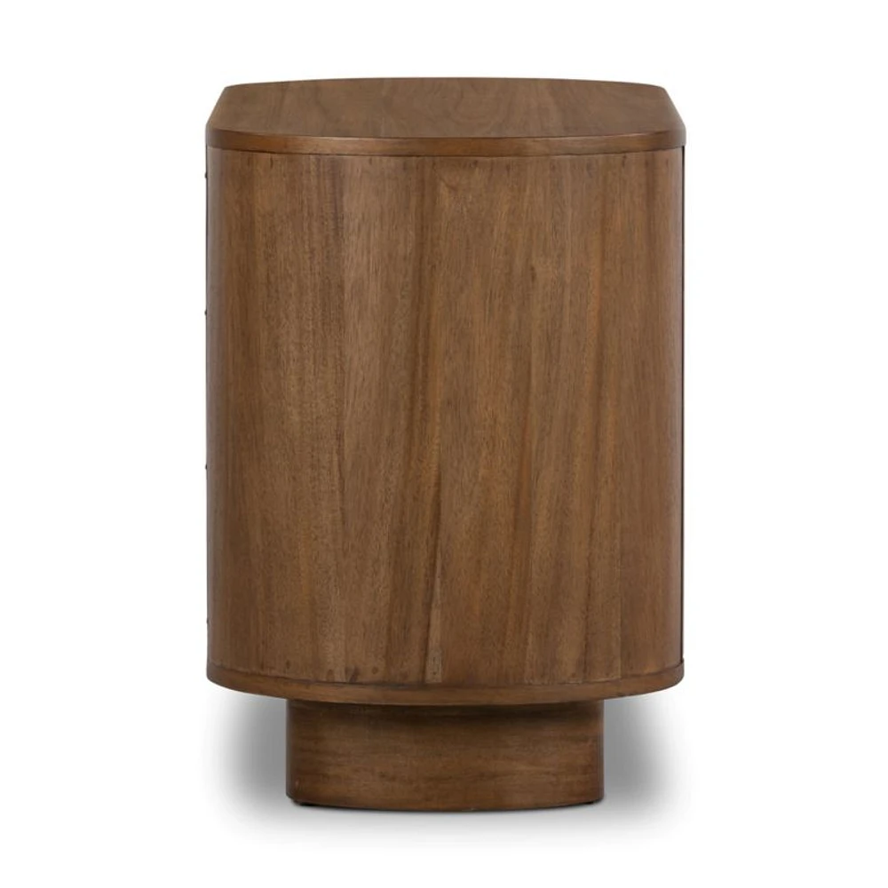 Panos Curved Acacia Wood Nightstand