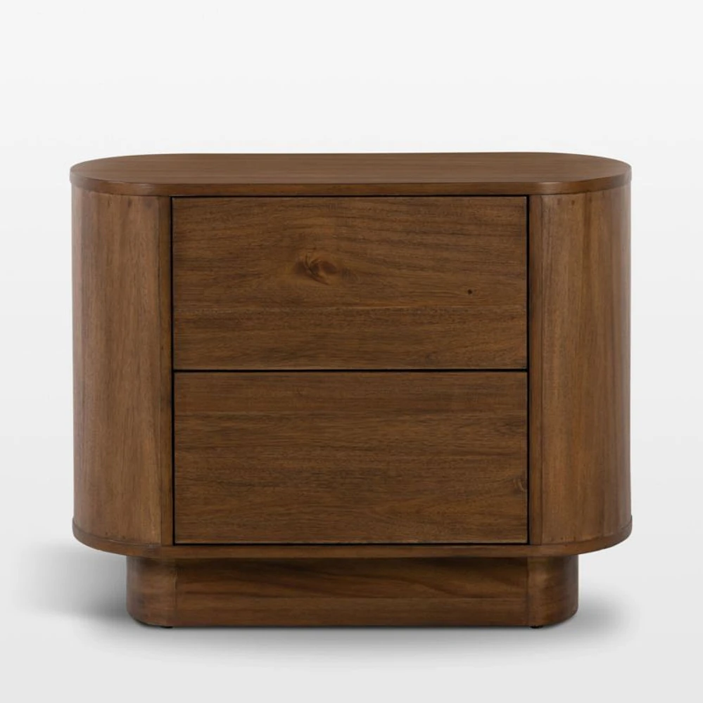 Panos Curved Acacia Wood Nightstand