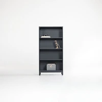 Parke Charcoal Wood 4-Shelf Bookcase