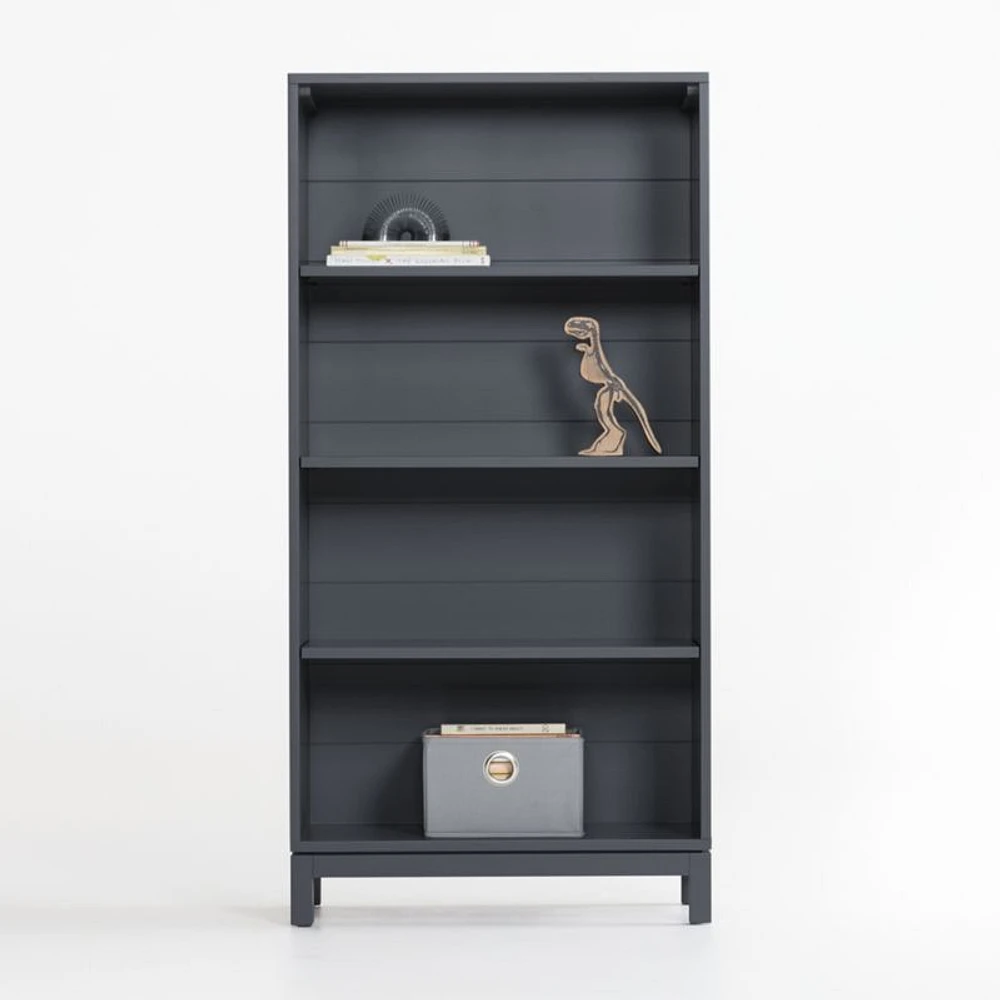 Parke Charcoal Wood 4-Shelf Bookcase