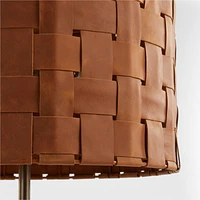 Shinola Parker Wood Table Lamp with Woven Leather Shade