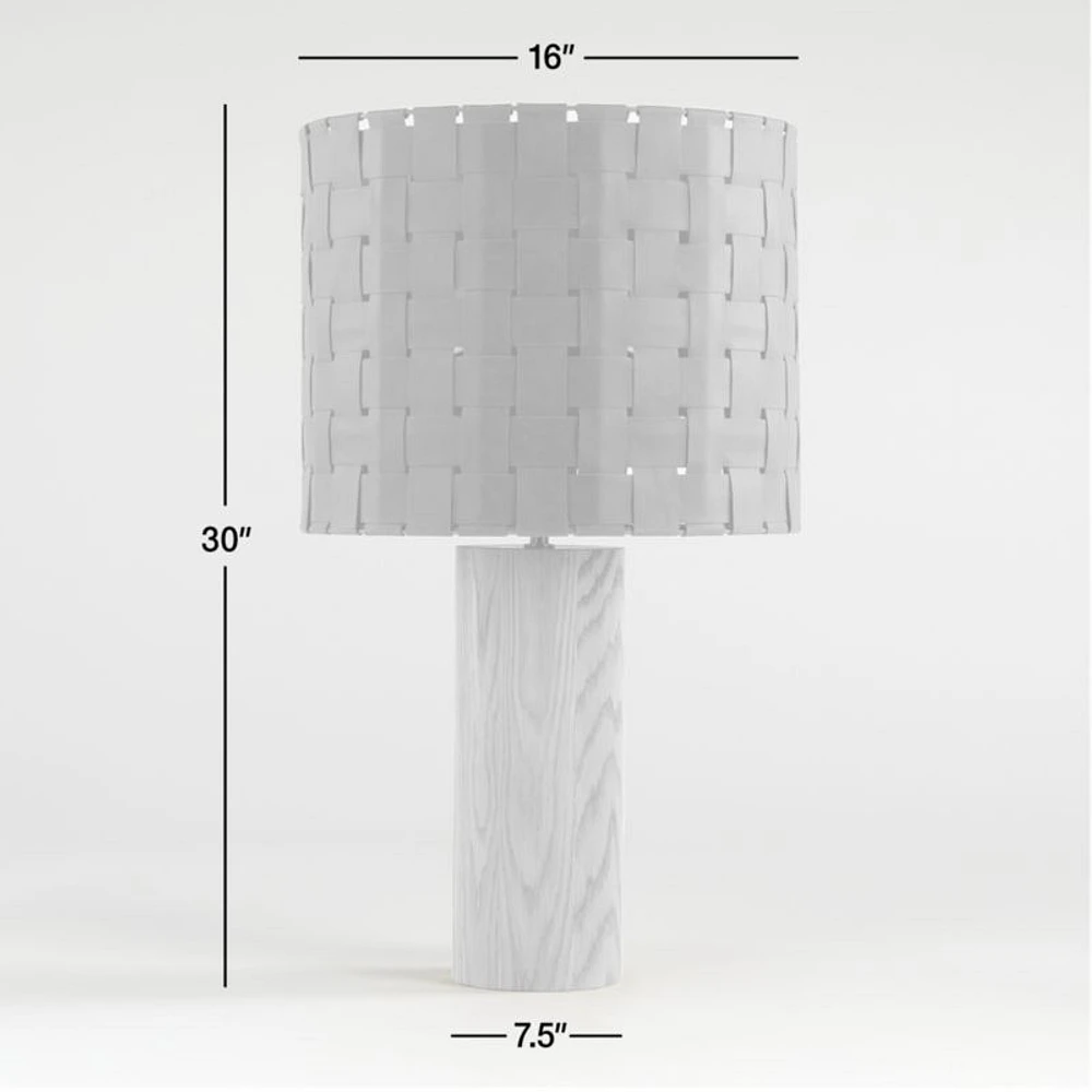 Shinola Parker Wood Table Lamp with Woven Leather Shade