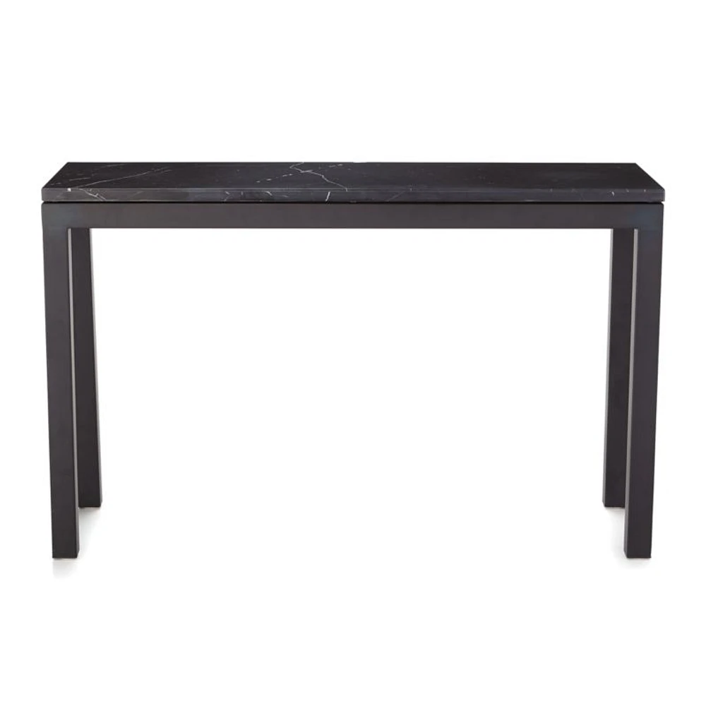 Parsons Black Marble Top/Dark Steel Base 48x16 Console Table
