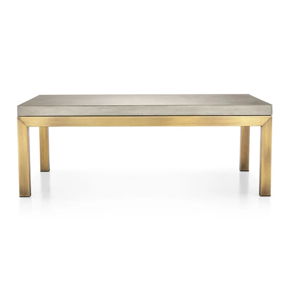 Parsons Concrete Top/ Brass Base 48x28 Small Rectangular Coffee Table