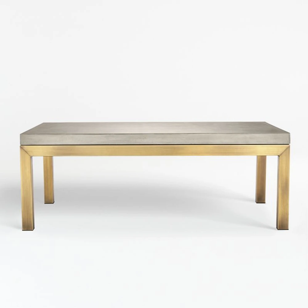 Parsons Concrete Top/ Brass Base 48x28 Small Rectangular Coffee Table