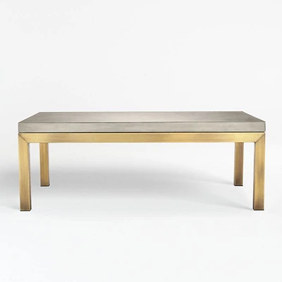Parsons Concrete Top/ Brass Base 48x28 Small Rectangular Coffee Table