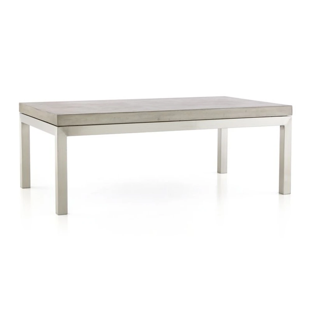 Parsons Concrete Top/ Stainless Steel Base 48x28 Small Rectangular Coffee Table