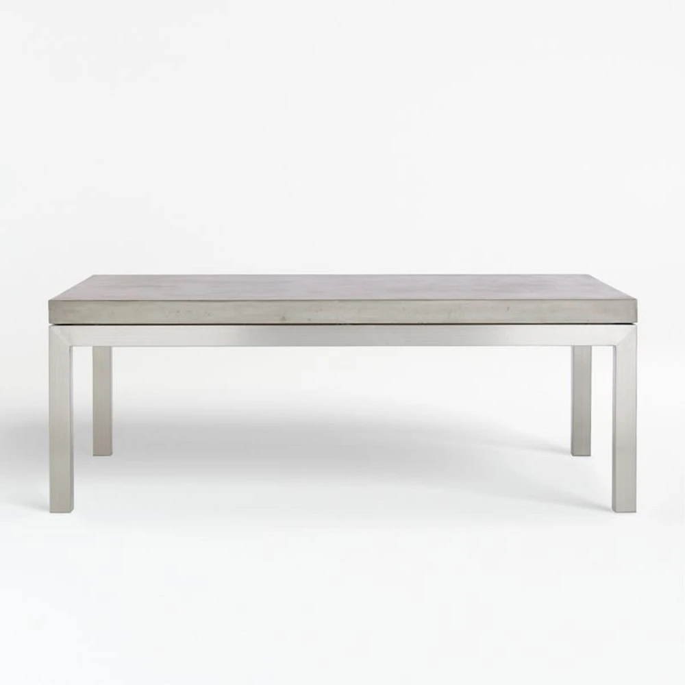 Parsons Concrete Top/ Stainless Steel Base 48x28 Small Rectangular Coffee Table