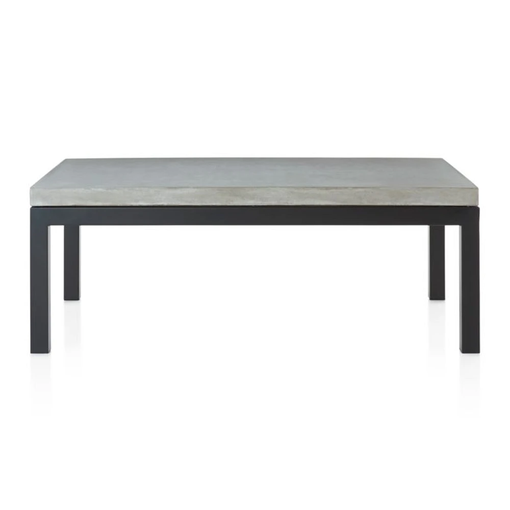 Parsons Concrete Top/ Dark Steel Base 48x28 Small Rectangular Coffee Table