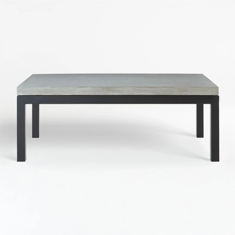 Parsons Concrete Top/ Dark Steel Base 48x28 Small Rectangular Coffee Table