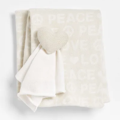 Peace and Love Baby Lovey and Stroller Blanket Set