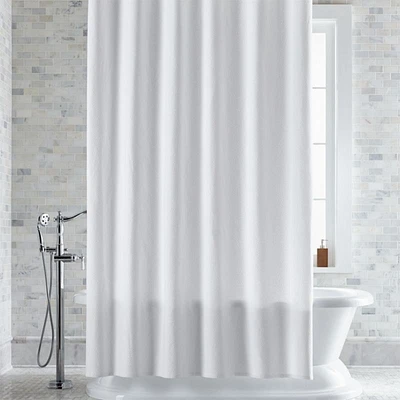 Extra-Long Organic Cotton Pebble Matelassé White Shower Curtain