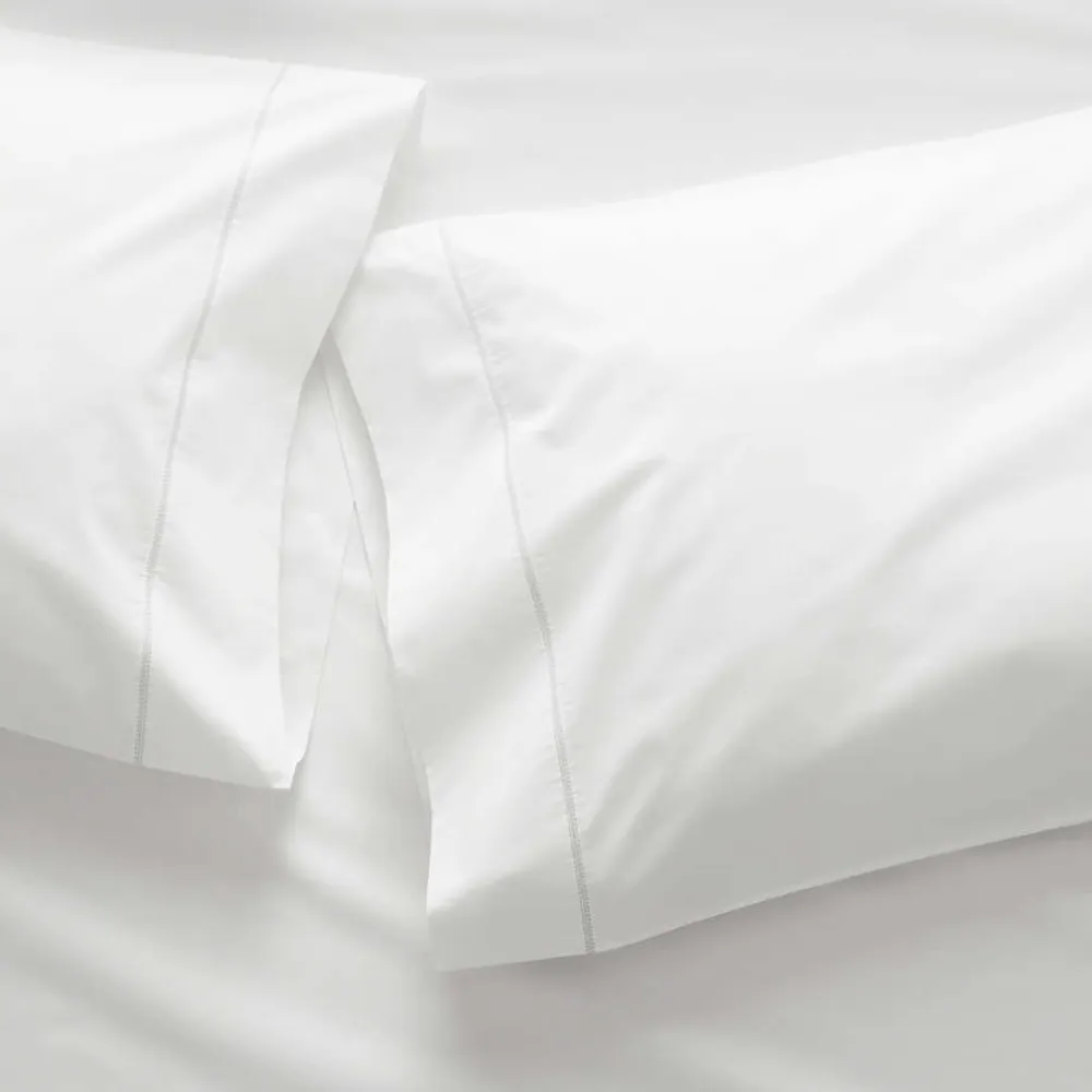 Organic 400 Thread Count Percale White Pillow Cases Standard, Set of 2