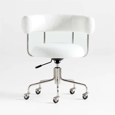 Perri White Shearling Office Chair