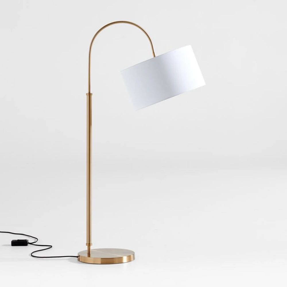 Petite Brass Adjustable Arc Floor Lamp 71"