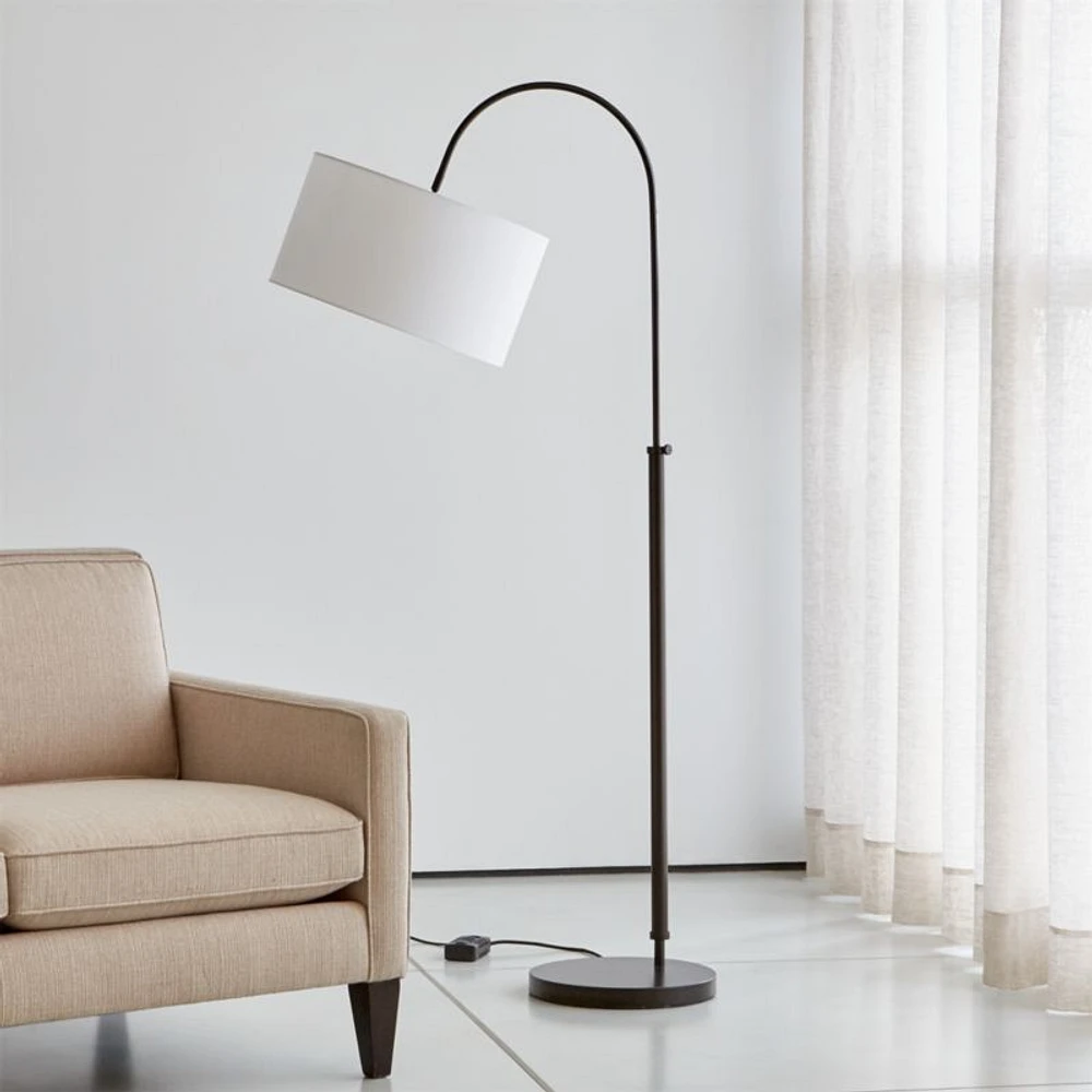 Petite Bronze Adjustable Arc Floor Lamp 71"