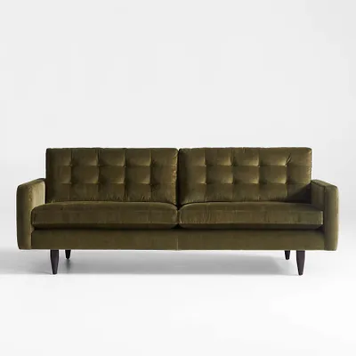 Petrie 86" Green Velvet Mid-Century Sofa