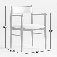 Petrie Bleached Ash Upholstered Performance Fabric Dining Chair with Arms