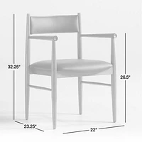 Petrie Barley Ash Black Leather Dining Chair with Arms