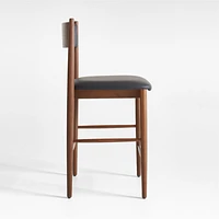 Petrie Barley Ash Black Leather Counter Stool