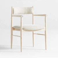 Petrie Bleached Ash Upholstered Performance Fabric Dining Chair with Arms