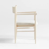 Petrie Bleached Ash Upholstered Performance Fabric Dining Chair with Arms