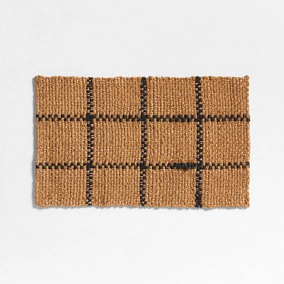 Picnic Stripe Coir Textured Black and Natural Indoor/Outdoor Doormat 18"x30"