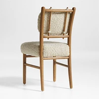 Pierre Light Brown Oak Wood Dining Side Chair with Faux Shearling