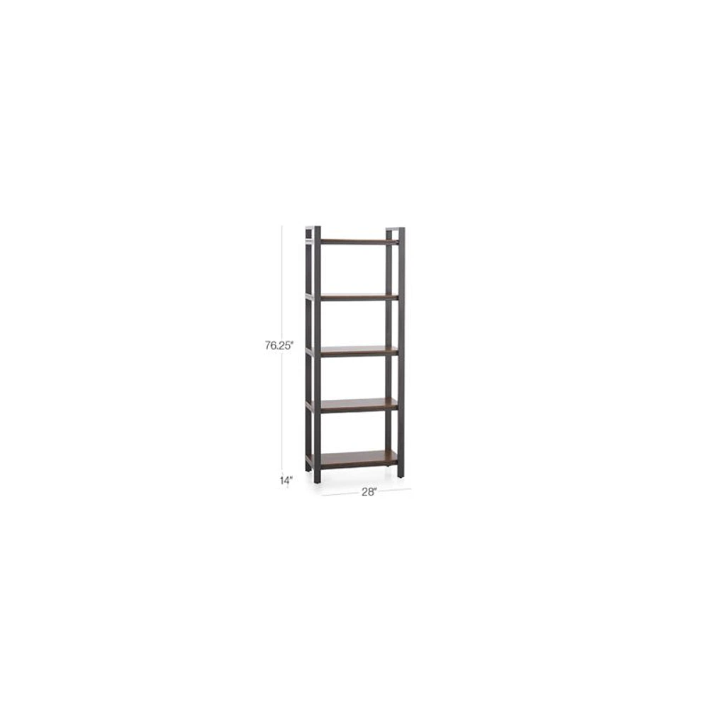 Pilsen Graphite Bookcase with Walnut Shelves