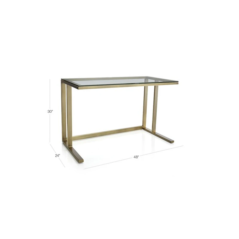 Pilsen Brass Desk with Glass Top