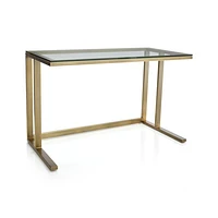 Pilsen Brass Desk with Glass Top