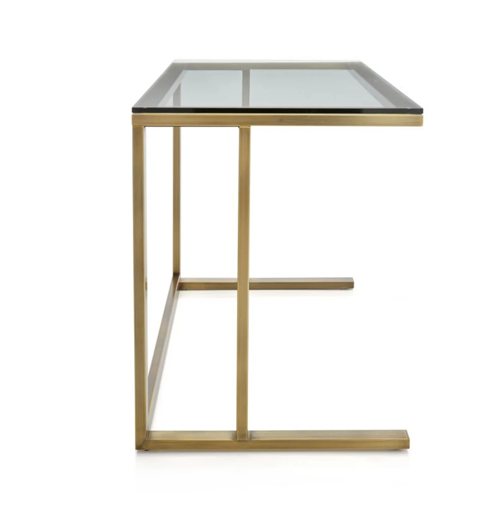 Pilsen Brass Desk with Glass Top