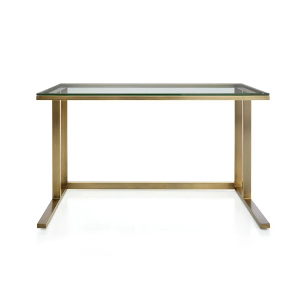 Pilsen Brass Desk with Glass Top