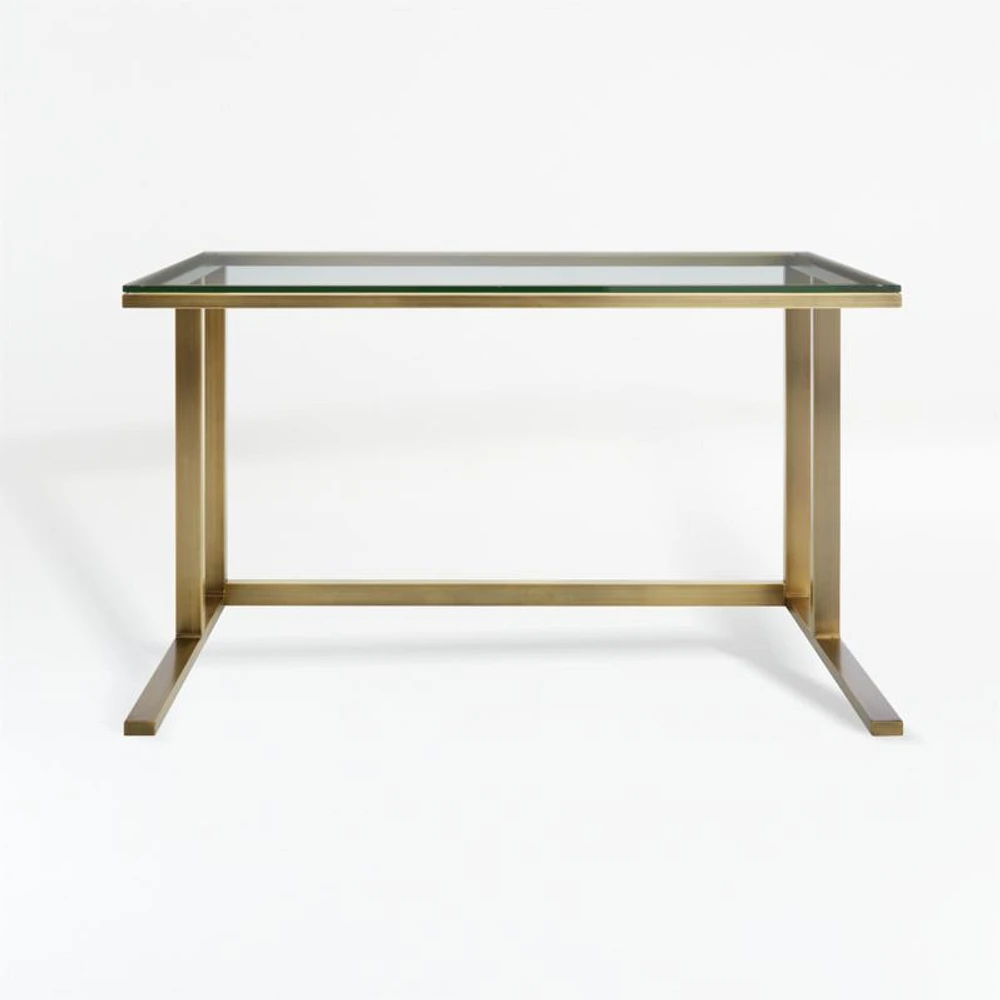 Pilsen Brass Desk with Glass Top