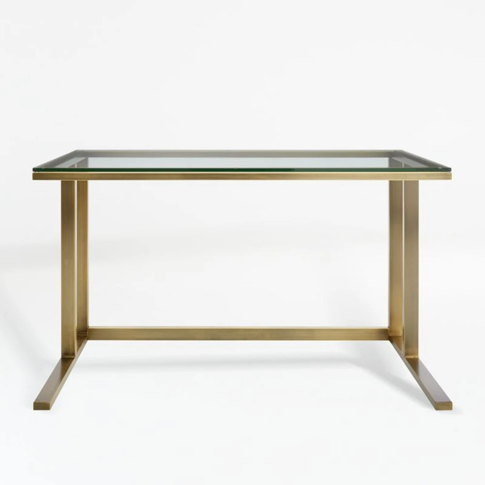 Pilsen Brass Desk with Glass Top