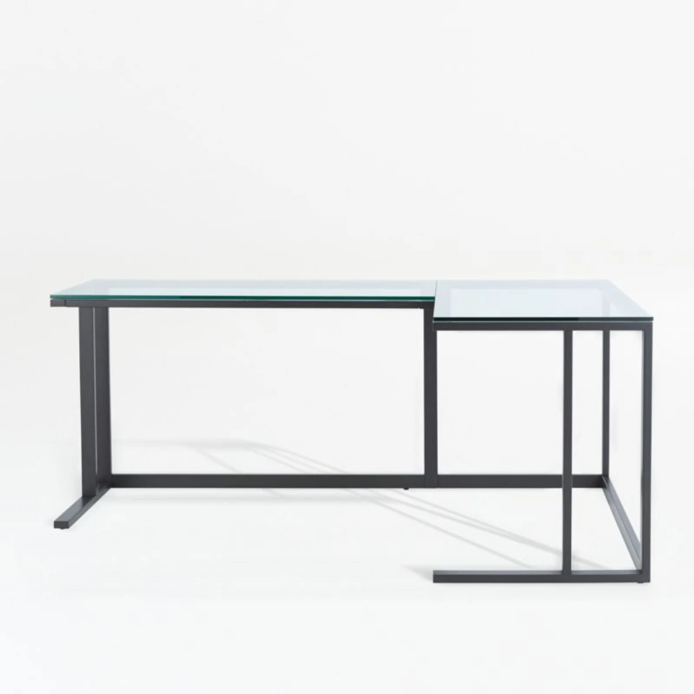 Pilsen Graphite L-Shaped Desk with Glass Top